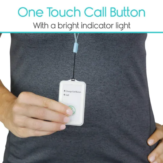 One-touch wireless call button with a bright indicator light for quick and easy assistance