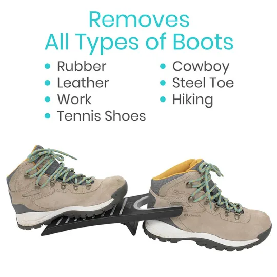 Folding shoe remover works with all types of boots and shoes