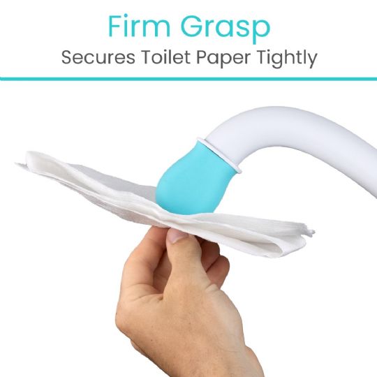 Firm silicone tip of the Vive Bathroom Wiping Aid securely holds toilet paper for reliable use