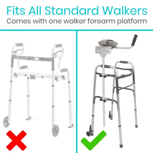 Compatible with All Standard Walkers - Includes One Forearm Platform Attachment