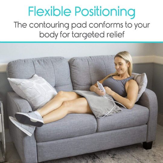 Flexible positioning with Vive heating pad for targeted relief