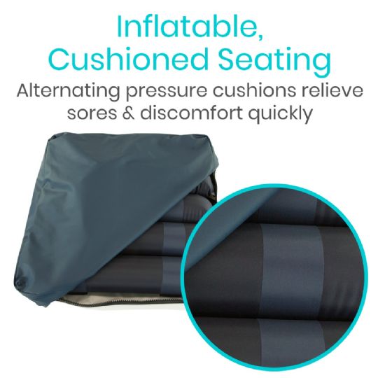 Inflatable cushioned seating - Alternating pressure cushions for quick relief of sores and discomfort