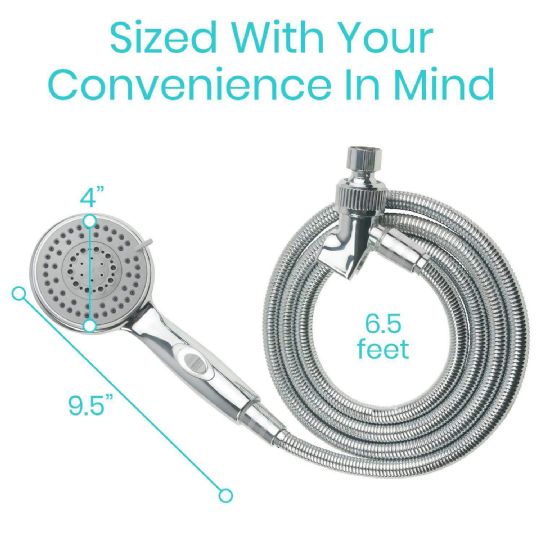 Handheld shower head with 4-inch faceplate and 6.5-foot hose