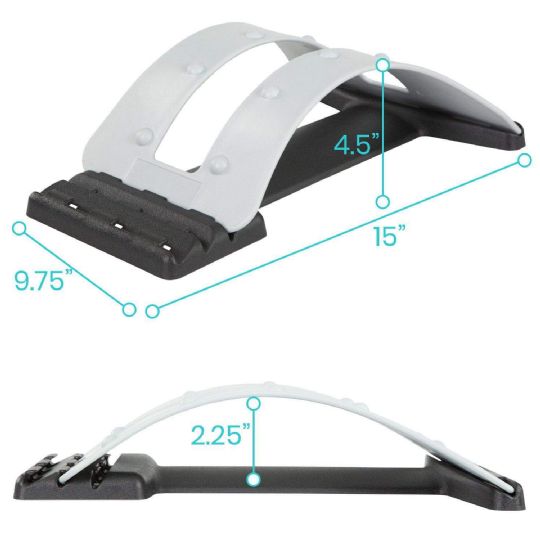 Adjustable back stretcher with detailed dimensions for optimal support