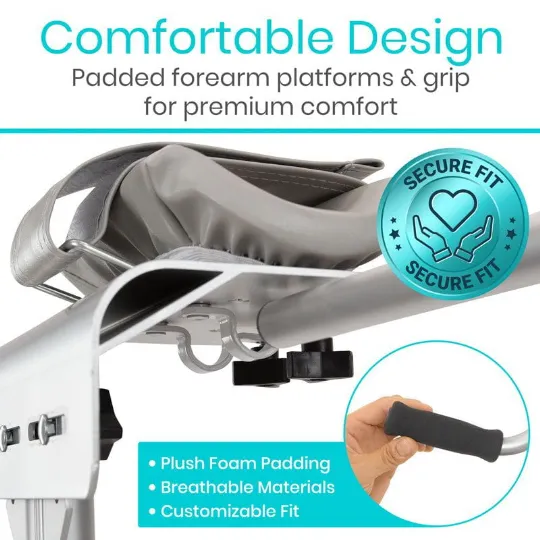 Comfortable Design with Padded Forearm Platform and Secure Grip