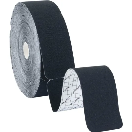 Durable Black Kinesiology Tape Roll with Pre-Cut Strips for Easy Use