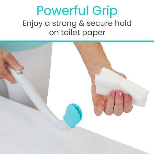 Vive Bathroom Wiping Aid showcasing a secure grip for holding toilet paper effectively