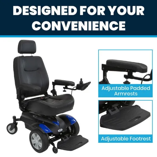 Designed for Convenience - Adjustable padded armrests and footrest for personalized comfort