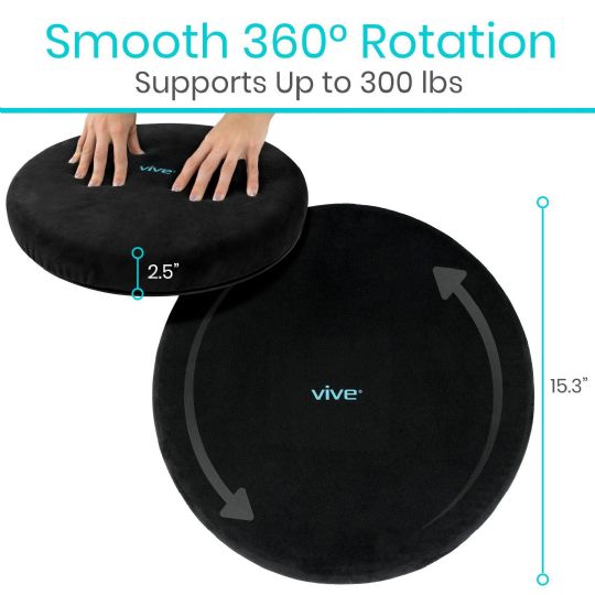 Smooth 360 degree rotation cushion supports up to 300 lbs