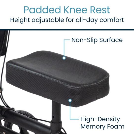 Padded knee rest with non-slip surface and adjustable memory foam for all-day comfort