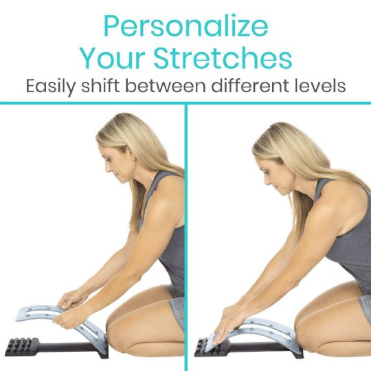 Adjustable back stretcher allows personalized stretching at multiple levels