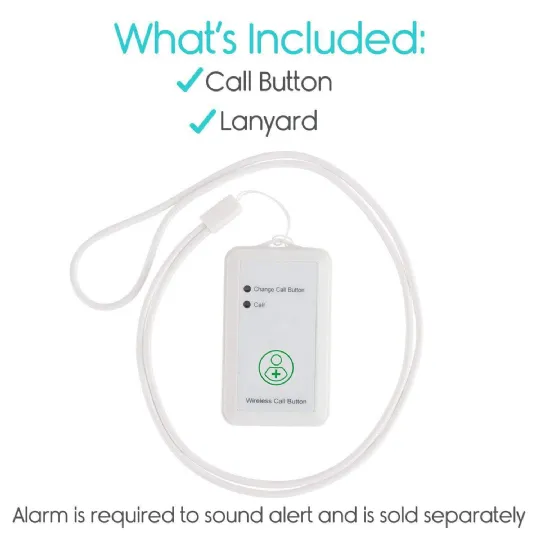 Included: Wireless call button with a lanyard for convenient use