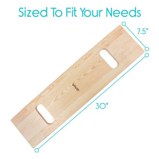 Sized for convenience: 30-inch Vive wooden transfer board with dual handles