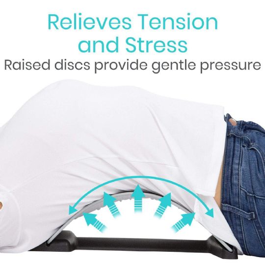 Back stretcher with raised discs for relieving tension and stress