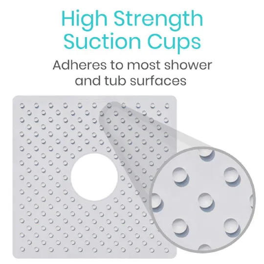 High-strength suction cups ensure secure adhesion to shower and tub surfaces