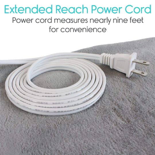 Extended nine-foot power cord for convenient use anywhere