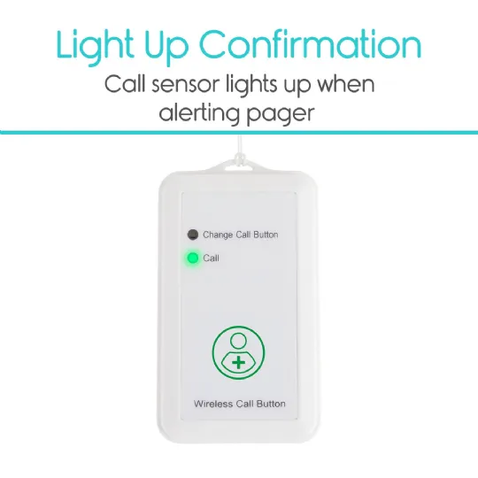 Call sensor lights up to confirm pager alert activation