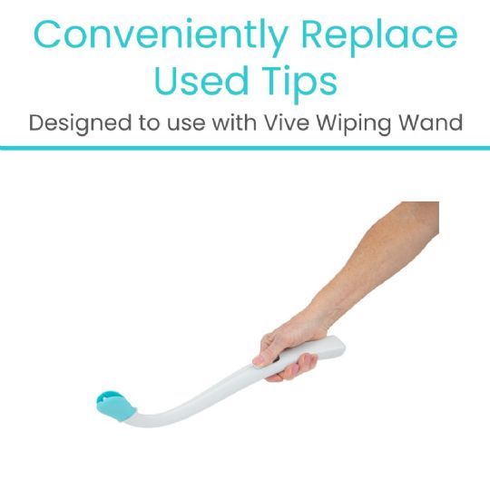 Easily replace used silicone tips with the Vive Bathroom Wiping Aid for continued hygiene and convenience