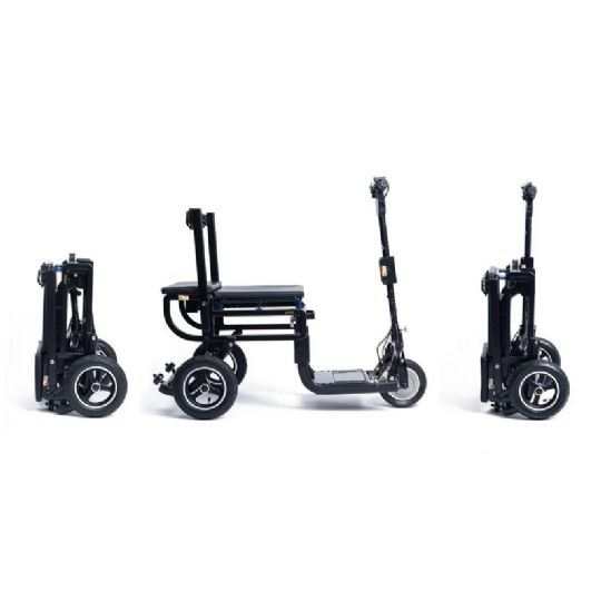 Picture shows how the scooter folds down and is easy for travel