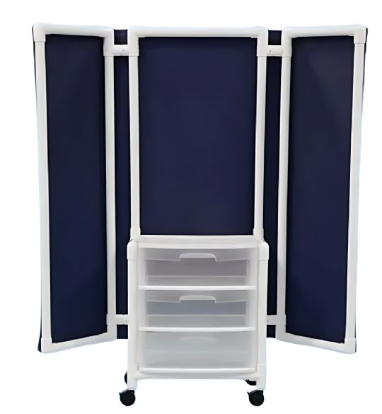 Wheeled Privacy Screen with Drawers 70 in. Height
