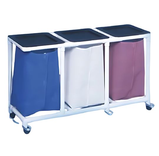 57 in L. Value Line Triple Linen Hamper with Footpedal
