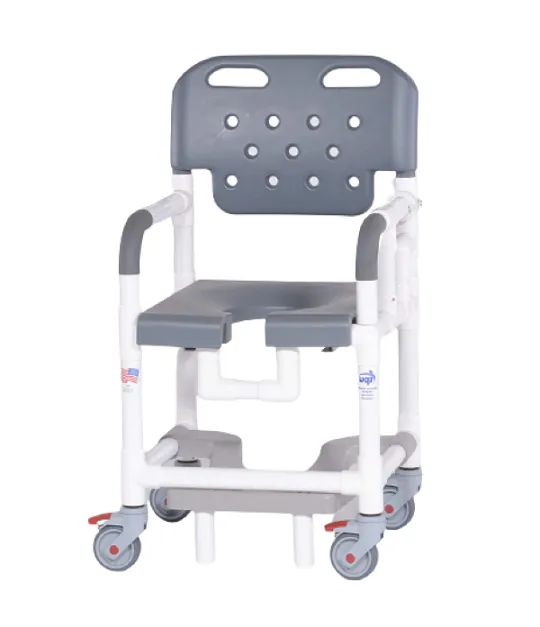 Rolling shower commode best sale chair with drop arm