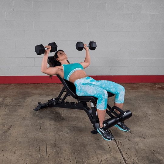 Inclined chest press (dumbbells not included)