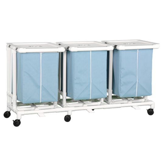 Each laundry bag has a 55-gallon capacity, ensuring you can store large loads in each compartment 