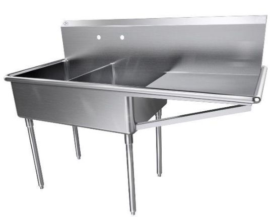 Economy Stainless 1 Well 24x24 Sink w 24 Drain Board R