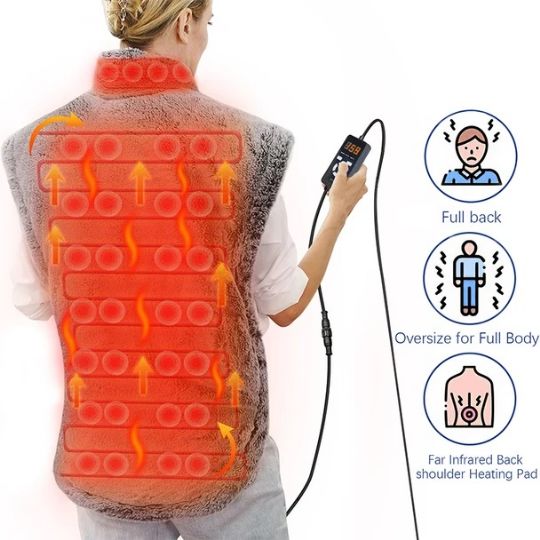 Far infrared heating pad with jade stones, magnets, negative ions.
