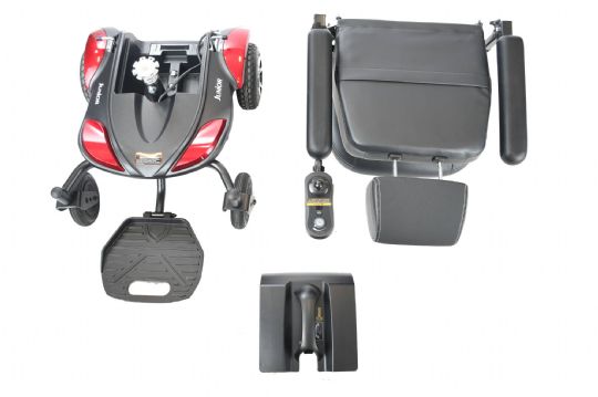 This power wheelchair easily disassembles for effortless transport and storage, allowing it to go anywhere you do!