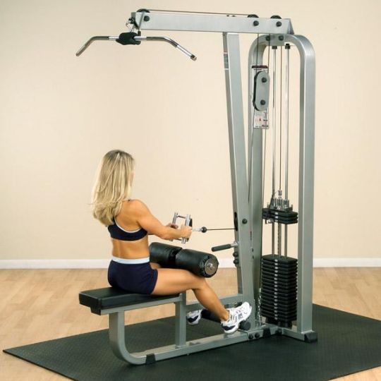  The no-cable-change design allows the user of the Body-Solid Pro Club Line Lat Mid Row Machine to go immediately to a long-pull seated row exercise movement to further increase size, strength, and endurance of the back muscles.
