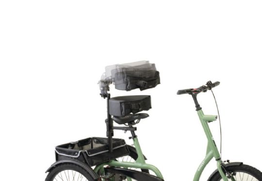 Each tricycle comes equipped with height adjustable pelvic support!