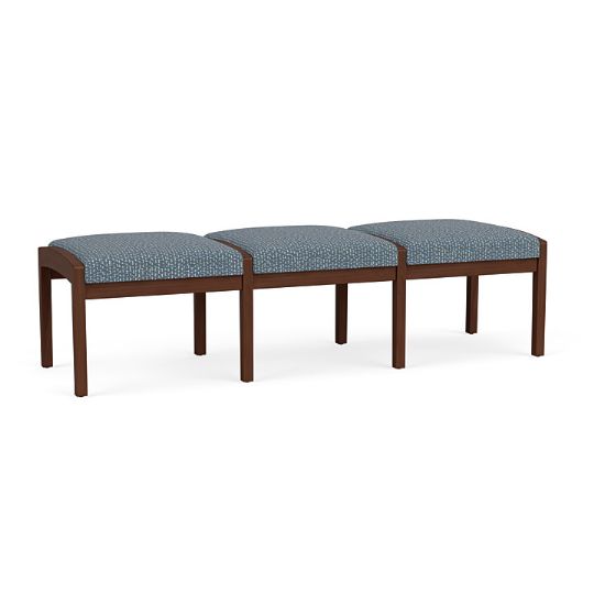 Lenox Wood 3 Seat Bench for Waiting Rooms with WALNUT Finish