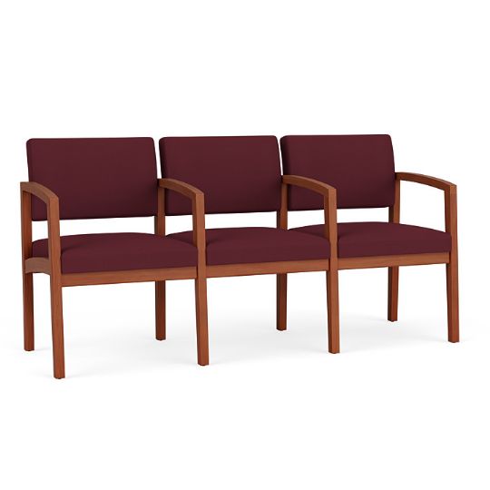 Wooden Waiting Room 3 Seat Sofa with CHERRY Finish
