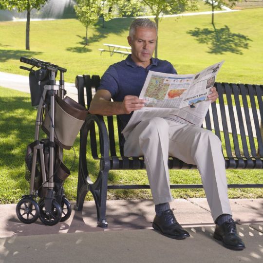 Elite Travel Rollator looks more like a golf bag than a walking aid