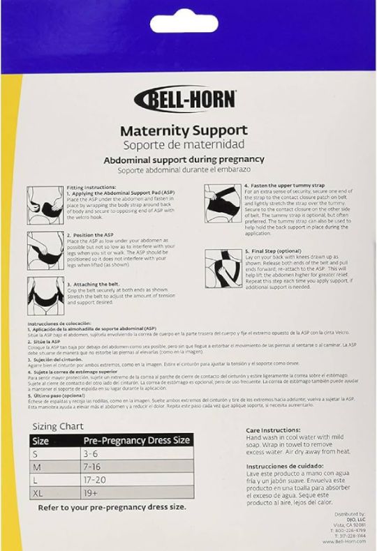 Bell-Horn Maternity Support Instructions