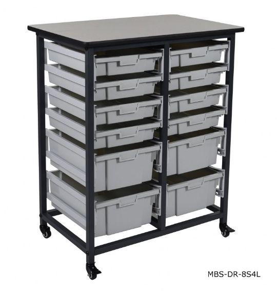 Model DR-854L is made of 8 shallow drawer bins and 4 medium deep drawer bins