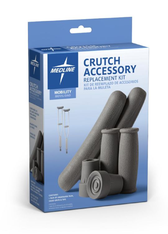Latex-Free Crutch Replacement Part Kit, Gray, by Medline