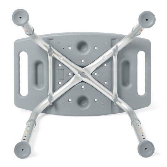 Under seat view of the Medline Aluminum Bath Bench without Back