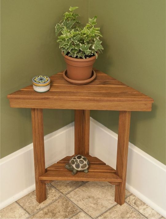 The Teak Mini Corner Bench With Shelf compliments any shower room design and can be placed inside or outside. 
