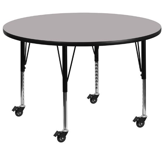 MOBILE GRAY 48-in Wide - Round Preschool Activity Table w/ High-Pressure Laminate Top