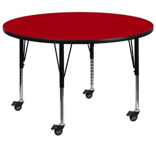 MOBILE RED 48-in Wide - Round Preschool Activity Table w/ High-Pressure Laminate Top