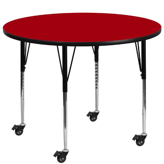 MOBILE RED - Large 60-in Round Classroom Activity Table w/ High-Pressure Laminate Top