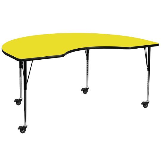 The Kidney-Shaped Table is shown above with upgraded casters.
