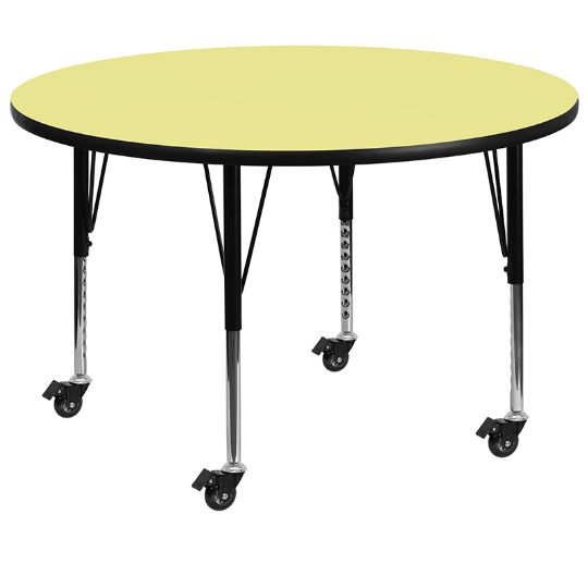 MOBILE YELLOW 48-in Wide - Round Preschool Activity Table w/ High-Pressure Laminate Top