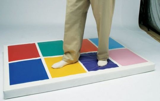 Step on the colored squares to activate noises or to play a variety of games that help teach colors. 