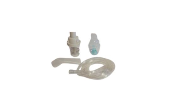 The Nebulizer Deluxe Package comes with a mouth piece, tubing, and cups