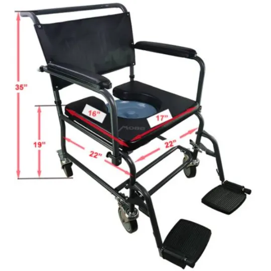 Padded Shower Commode Chair with Swing Away Footrests by Inno Medical