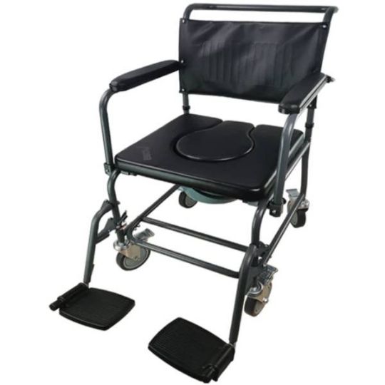 Padded Steel Commode Chair with the lid closed